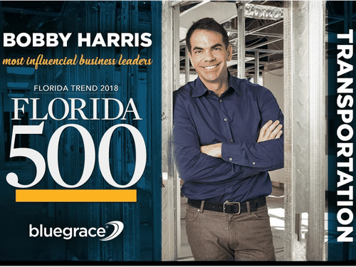Florida Trend 2018 Florida 500 banner: Bobby Harris, most influential business leader in Transportation.