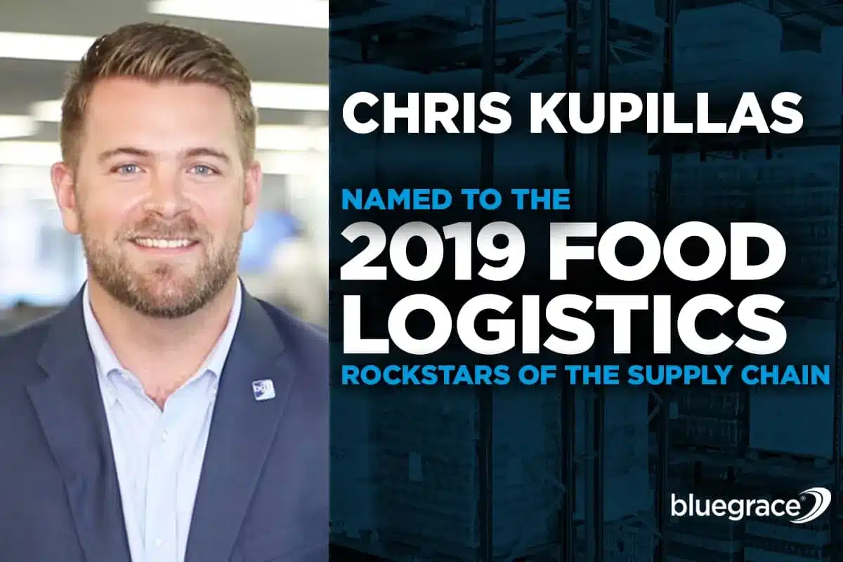Chris Kupillas named to the 2019 Food Logistics Rockstars of the Supply Chain with BlueGrace logo.
