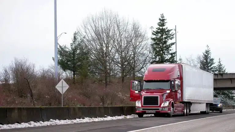 semi truck with door open