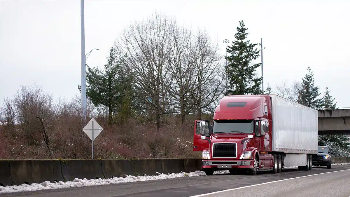 semi truck with door open