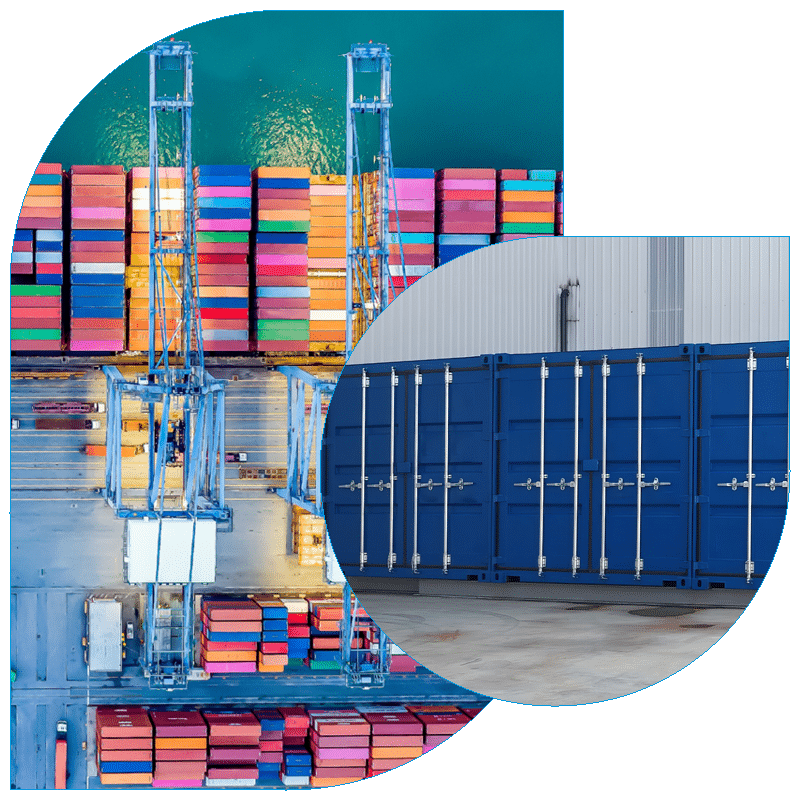 Intermodal and Drayage containers near water