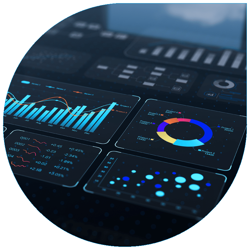 Advanced data analytics interface displaying real-time metrics and project KPIs for streamlined supply chain management.