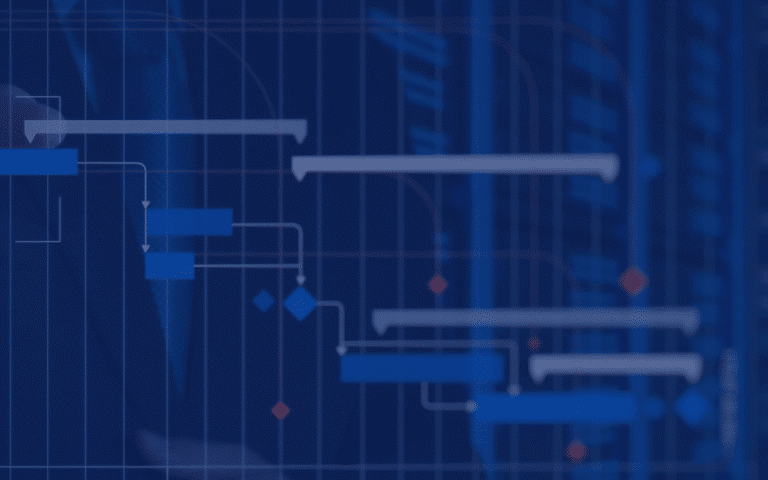 A dark blue-tinted conceptual image of a Gantt chart or project management timeline.