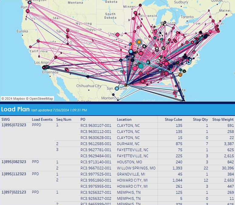 Load Map. Plan Example Optimization Software - BlueGrace Logistics