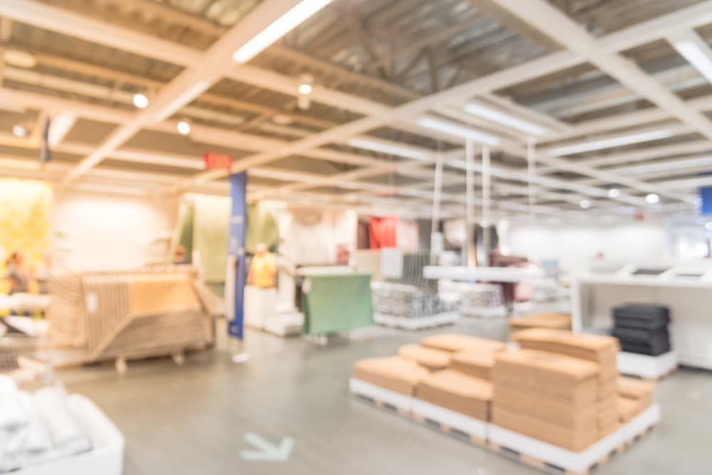 blurred furniture warehouse