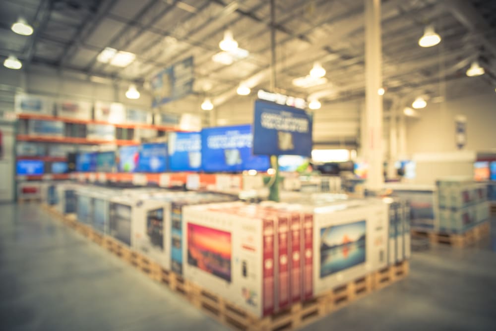 consumer electronics in a warehouse