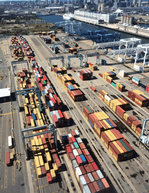Industrial landscape before landed in Boston from the flight.