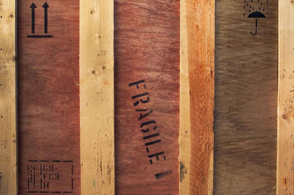 Fragile cargo crate used to illustrate freight damage risk and cargo insurance protection