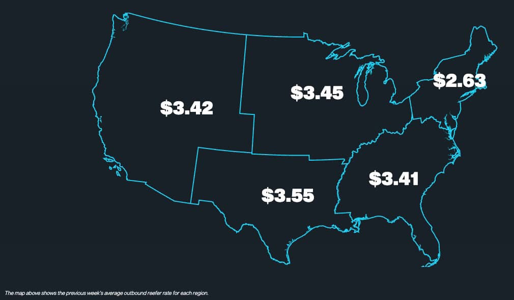 National Reefer Spot Rates Map