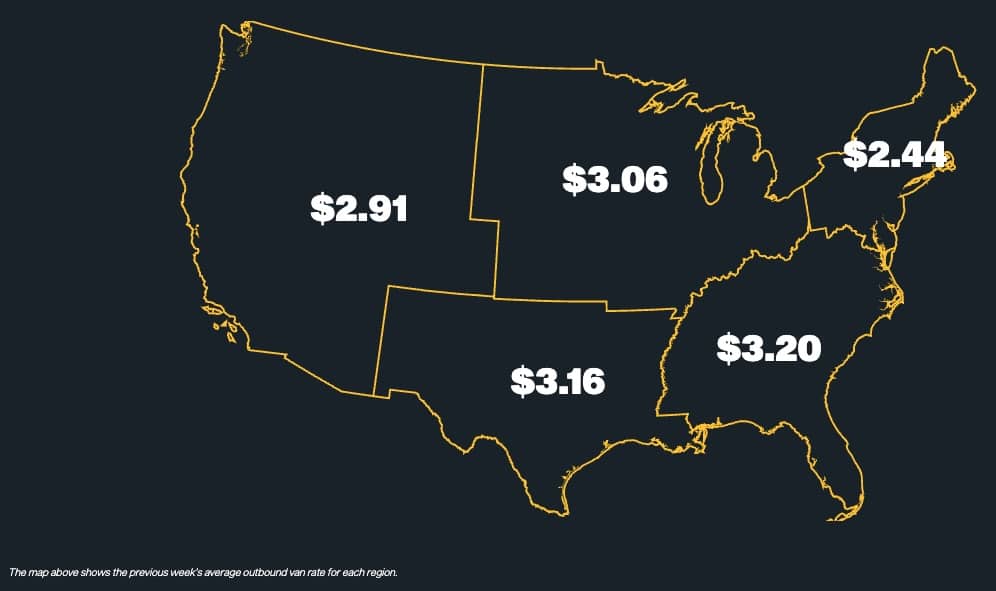 National Van Spot Rates Map