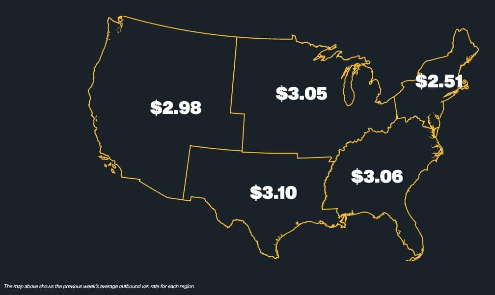 National Van Spot Rates Map
