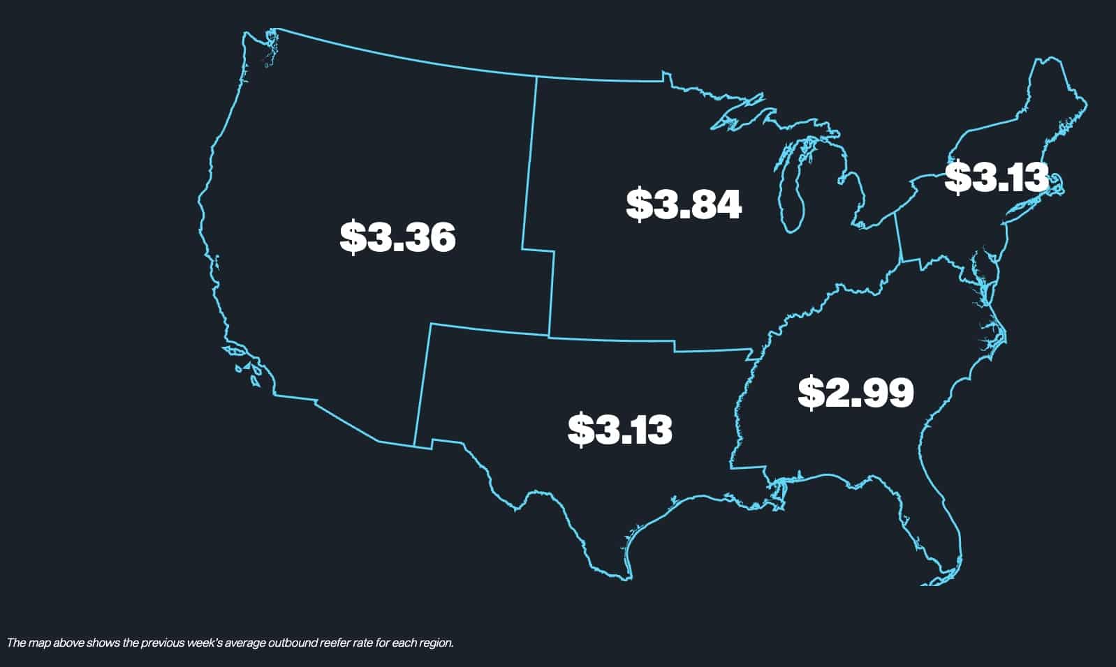 National Reefer Spot Rates Map